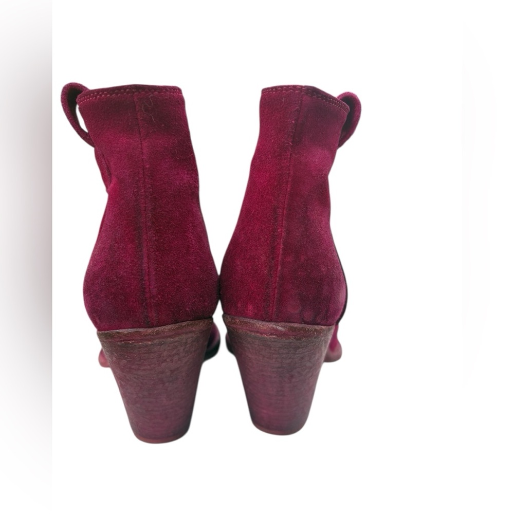 Vince Camuto suede lather Fuchsia Heeled Elmiora Ankle boots sz 37 pointed toe - Picture 6 of 11
